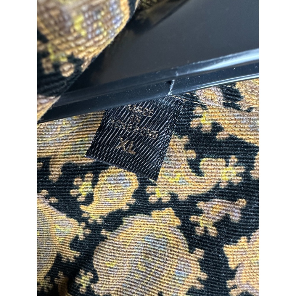 Vintage Robert Talbott Paisley Corduroy Button Down Shirt Black Gold Men's XL LS - Picture 7 of 11